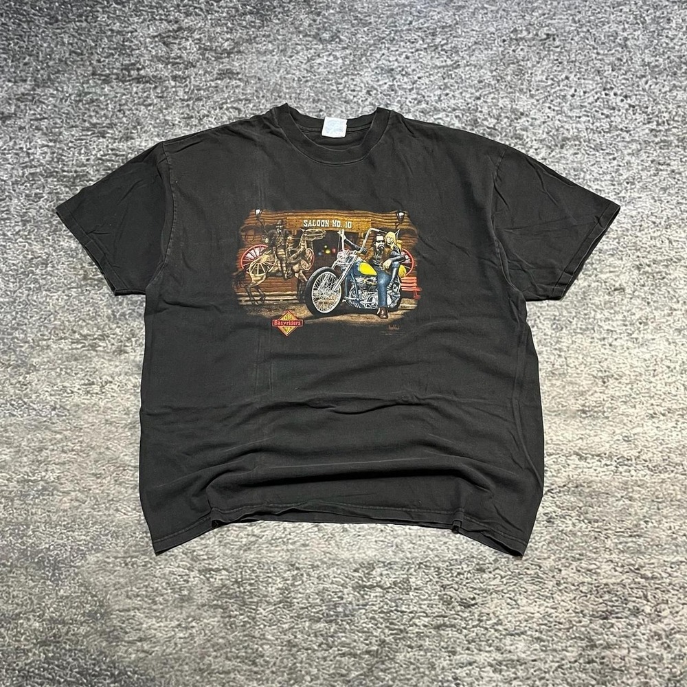 Vintage 1997 Easyriders Saloon T Shirt Mens XXL Black Hanes Beefy Biker 90s